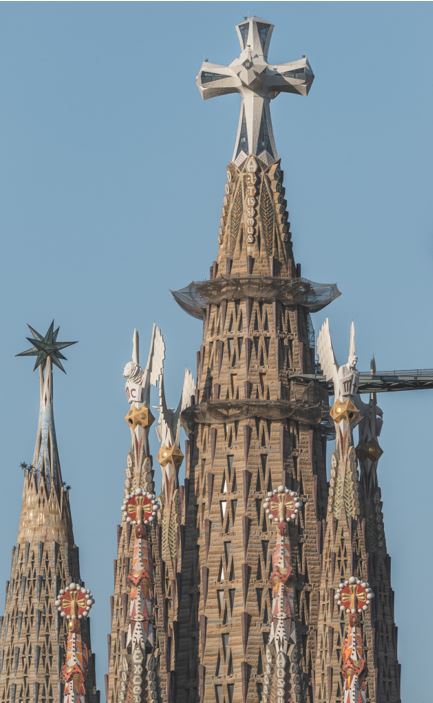 The central towers at the Sagrada Familia